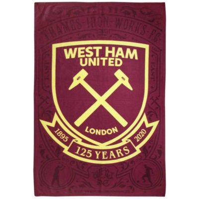 West Ham United Sherpa Claret Full Fc Football Panel Fleece Blanket Throw 