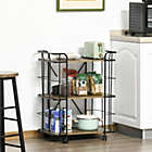 Alternate image 2 for HOMCOM 25" Rolling Kitchen Cart, Kitchen Storage Trolley with 3 Shelves for Dining Room, Laundry Room, and Bathroom, Natural