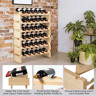Costway 36 Bottles Stackable Wooden Wobble-Free Modular Wine Rack. View a larger version of this product image.