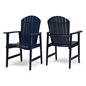 Contemporary Home Living Set of 2 Navy Blue Traditional Outdoor Adirondack Dining Chairs 39"