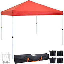 12'x12' Pop Up Canopy Tent Outdoor Wedding Party Shelter with Bag/Sandbags Red