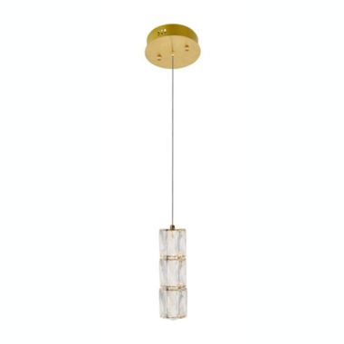 Elegant Lighting Polaris LED light gold Pendant Clear Royal Cut Crystal. View a larger version of this product image.