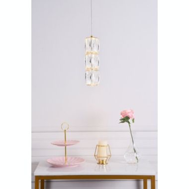 Elegant Lighting Polaris LED light gold Pendant Clear Royal Cut Crystal. View a larger version of this product image.