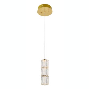 Elegant Lighting Polaris LED light gold Pendant Clear Royal Cut Crystal. View a larger version of this product image.
