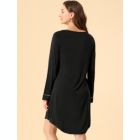 Alternate image 2 for Allegra K Women's Spring Soft Lounge Nightgown Long Sleeve Mini Sleepwear Pajama Dress, Rayon Sleepshirt Nightdress Regular Fit Gown Dress, Medium Black