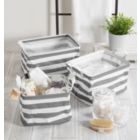 Alternate image 1 for DII Pe Coated Cotton/Poly Laundry Bin Stripe Gray Rectangle Asst Small Set/3