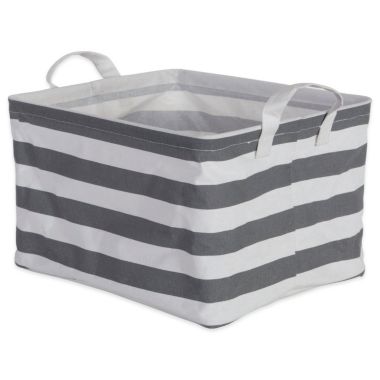 DII Pe Coated Cotton/Poly Laundry Bin Stripe Gray Rectangle Asst Small Set/3. View a larger version of this product image.