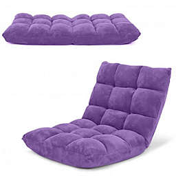 Costway Adjustable 14-position Cushioned Floor Chair-Purple