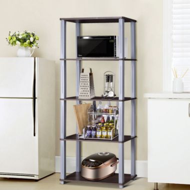Slickblue 5-Tier Multi-Functional Storage Shelves Rack Display Bookcase-Coffee. View a larger version of this product image.