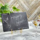 Alternate image 1 for Juvale Set of 6 Black Slate Charcuterie Boards with Chalk, Individual Stone Plates for Cheese, Meat, Appetizers (8 x 12 In)