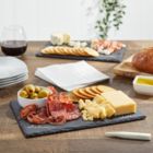 Alternate image 2 for Juvale Set of 6 Black Slate Charcuterie Boards with Chalk, Individual Stone Plates for Cheese, Meat, Appetizers (8 x 12 In)
