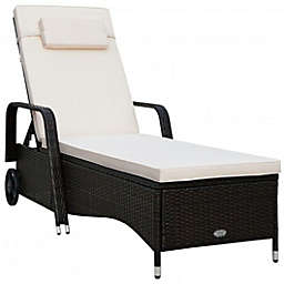 Costway Outdoor Recliner Cushioned Chaise Lounge with Adjustable Backrest