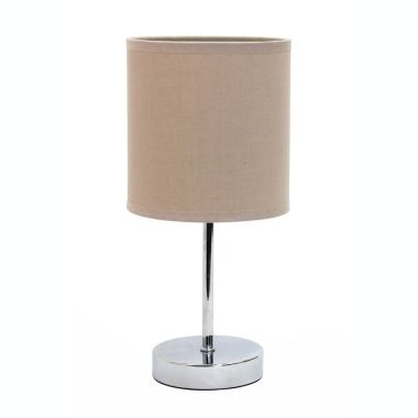 Simple Designs Chrome Mini Basic Table Lamp with Fabric Shade - Gray. View a larger version of this product image.