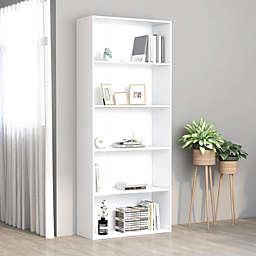 vidaXL 5-Tier Book Cabinet White 31.5