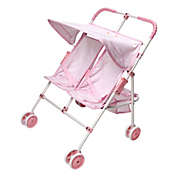 Badger Basket Co. Folding Double Doll Umbrella Stroller - Pink/Gingham