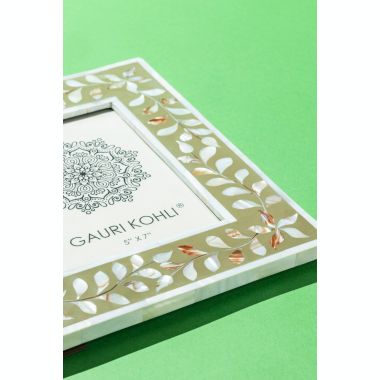 GAURI KOHLI Jodhpur Mother of Pearl Picture Frame - Beige, 5"x7". View a larger version of this product image.
