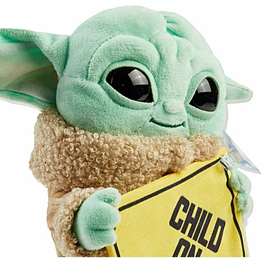 Mattel  Star Wars Grogu Plush “Child on Board&quot; Sign +Toy, 8-in Character from The Mandalorian, Soft, Collectible Cuddle Toy & Automobile Signage. View a larger version of this product image.