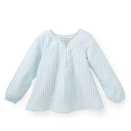 Hope & Henry Baby Girls' Blue and White Striped Peasant Embroidered Top, White and Blue Stripes, 6-12 Months