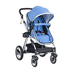 Slickblue Folding Aluminum Baby Stroller Baby Jogger with Diaper Bag-Blue