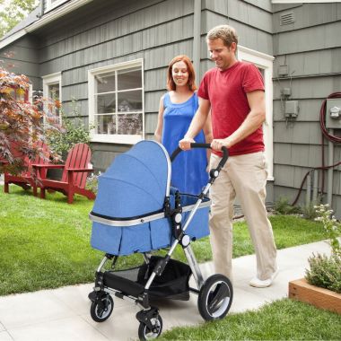 Slickblue Folding Aluminum Baby Stroller Baby Jogger with Diaper Bag-Blue. View a larger version of this product image.
