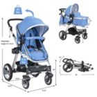 Alternate image 2 for Slickblue Folding Aluminum Baby Stroller Baby Jogger with Diaper Bag-Blue