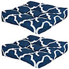 Alternate image 0 for Sunnydaze Indoor/Outdoor Replacement Square Tufted Patio Chair Seat and Back Cushions - 20" - Navy Blue and White Quatrefoil - 2pk