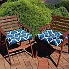 Alternate image 1 for Sunnydaze Indoor/Outdoor Replacement Square Tufted Patio Chair Seat and Back Cushions - 20" - Navy Blue and White Quatrefoil - 2pk
