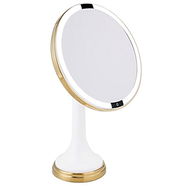 mDesign Sensor LED Lighted Makeup Vanity Mirror, 8" Round, 3X. View a larger version of this product image.