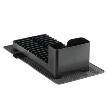 mDesign Compact Dish Drying Rack with Swivel Spout & Silicone Mat. View a larger version of this product image.
