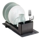Alternate image 1 for mDesign Compact Dish Drying Rack with Swivel Spout & Silicone Mat