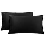 PiccoCasa Pillowcases Set of 2, Super Soft Cotton Bed Pillow Covers with Zipper Closure, Hotel Bedroom Solid Pillow Sham King 20"x36", Black