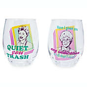 The Golden Girls 20-Ounce Stemless Wine Glasses, Set of 2   Drinking Cup Cocktail Glasses For Home Barware Set, Kitchen Decor   &#39;80s TV Show Comedy Gifts and Collectibles