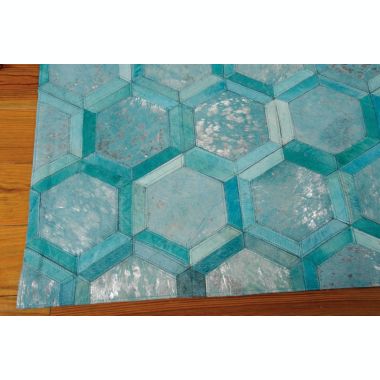 Michael Amini Michael Amini Ma01 City Chic MA100 Turquoise/Silver Area Rug - 8' x 10'. View a larger version of this product image.