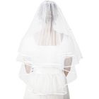 Alternate image 0 for Sparkle and Bash 2 Tier Veil for Bride, White Bridal Wedding Veil with Crystals (30 In)