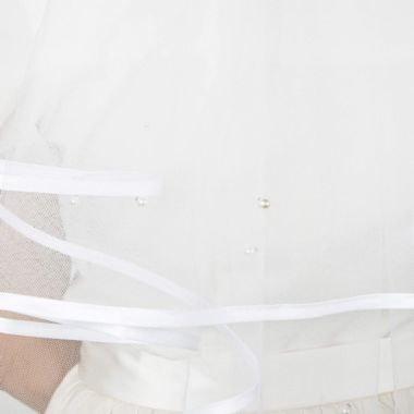 Sparkle and Bash 2 Tier Veil for Bride, White Bridal Wedding Veil with Crystals (30 In). View a larger version of this product image.