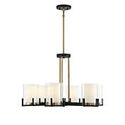Savoy House 1-1976-6-143 Eaton 6-Light Chandelier in Matte Black with Warm Brass Accents (28" W x 17.5"H)