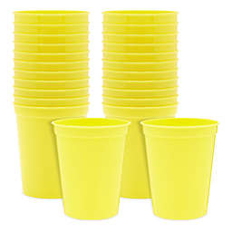 Blue Panda 16oz Yellow Plastic Stadium Cups for Birthday Party, Baby Shower (24 Pack)