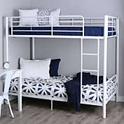 Slickblue Twin over Twin Sturdy Steel Metal Bunk Bed in White Finish