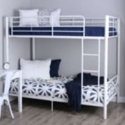 Slickblue Twin over Twin Sturdy Steel Metal Bunk Bed in White Finish