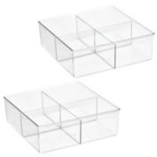 mDesign Plastic Divided Closet Storage Bin - Clear