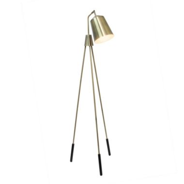 Elegant Designs Home Decorative Three Legged Antique Brass Floor Lamp with Shifting Shade. View a larger version of this product image.
