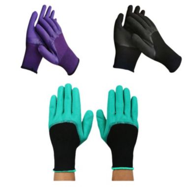 Kitcheniva Gardening Gloves 3 Pairs Black Green Purple. View a larger version of this product image.