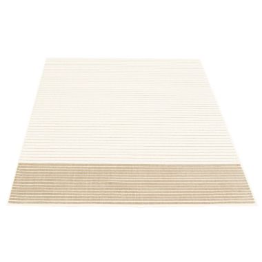 Chaudhary Living 5.25' x 7.25' White and Tan Striped Rectangular Area Throw Rug. View a larger version of this product image.