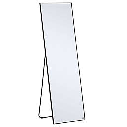 HOMCOM Full Length Glass Mirror, Freestanding or Wall Mounted Dress Mirror for Bedroom, Living Room, Bathroom, Black