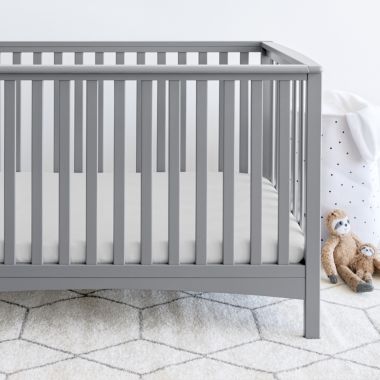 Bare Home Crib Microfiber Fitted Bottom Sheets (Crib - 2 Pack, Cloud Grey/White). View a larger version of this product image.