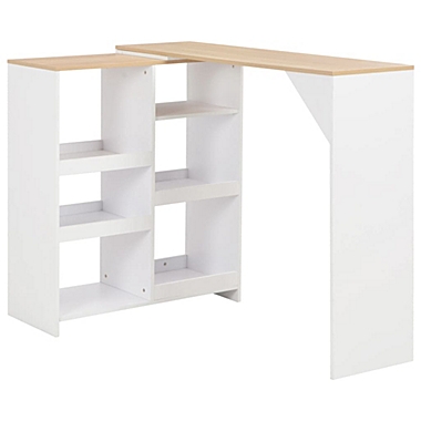 vidaXL Bar Table with Moveable Shelf White 54.3"x15.4"x43.3". View a larger version of this product image.