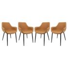 Alternate image 0 for LeisureMod Markley Modern Leather Dining Arm Chair With Metal Legs Set of 4