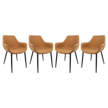 LeisureMod Markley Modern Leather Dining Arm Chair With Metal Legs Set of 4. View a larger version of this product image.