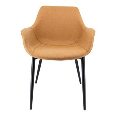 LeisureMod Markley Modern Leather Dining Arm Chair With Metal Legs Set of 4. View a larger version of this product image.