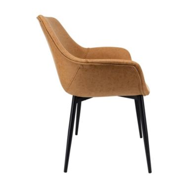LeisureMod Markley Modern Leather Dining Arm Chair With Metal Legs Set of 4. View a larger version of this product image.